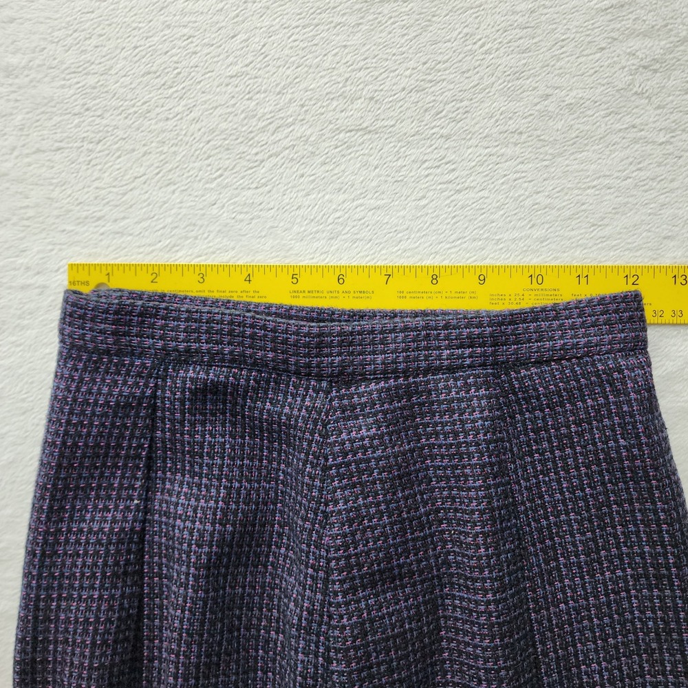 Vintage 70s Tweed Pleated Midi Skirt Womens 5 / 6 Purple Plaid Wool Blend Twee - Picture 10 of 15